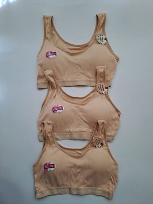 Nariya Kadın Büyük Beden Pamuklu 3'lü Içi Pedli Toparlayıcı Yarım Atlet Kalın Askılı Sütyen