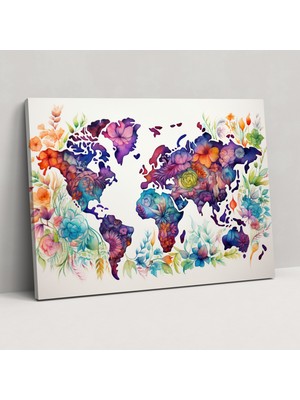 Painted Anarchy Dünya Duvar Sanatı - Toprak, Duvar Süslemesi, Suluboya Illüstrasyon, Kanvas Tablo, 50X30