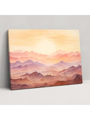 Painted Anarchy Dağ Gün Batımı Kanvas Tablo - Toprak, Kanvas Tablo, Duvar Dekorasyonu, Ev Dekorasyonu, 50X30