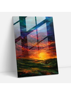 Painted Anarchy Ekspresyonizm Sanat Tarzı Cam Baskı - Dramatik Gün Batımı Cam Duvar Sanatı - Ekspresyonizm, Modern Sanat, Cam Baskı, Gün Batımı, 30X45