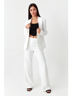 Select Moda Kadın Gold Düğmeli Blazer Ceket