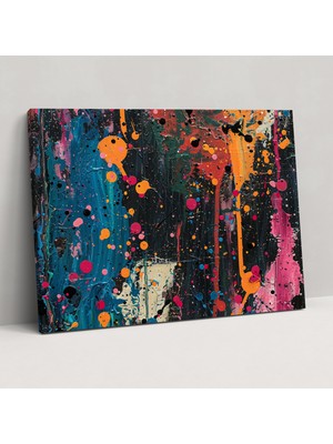 Painted Anarchy Soyut Sanat Duvar Sanatı - Splatter Paint Tasarım - Soyut Sanat, Kanvas, Duvar Dekorasyonu, Ev Dekorasyonu, 50X30