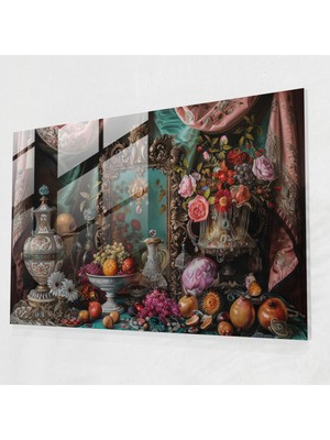 Painted Anarchy Zengin Natürmort Barok Tarzı Resim Cam Duvar Sanatı - Barok, Cam Baskı, Ev Dekorasyonu, Duvar Dekorasyonu, 45X30