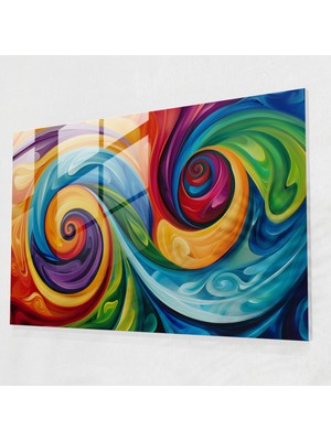 Painted Anarchy Soyut Cam Baskı - Renkli Girdaplar - Soyut Sanat, Cam Baskı, Modern Sanat, Ev Dekorasyonu, 45X30