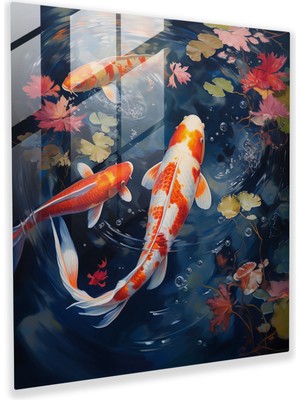 Painted Anarchy Asya Koi Cam Baskı - Asya, Cam Sanatı, Rahatlatıcı Ambiyans, Modern Sanat, 30X30