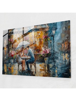 Painted Anarchy Cozy Cafe Glass Wall Art - Leonid Afremov, Home Decoration, Wall Decoration, Glass Wall Art, 45X30