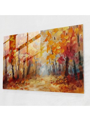 Painted Anarchy Leonid Afremov Modern Art - Whimsical Autumn Forest Scene - Leonid Afremov, Glass Print, Glass Wall Art, Leonid Afremov, 35X25