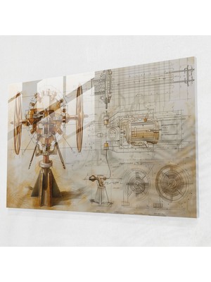 Painted Anarchy Leonardo Da Vinci Home Decoration: Technical Drawings Study - Leonardo Da Vinci, Leonardo Da Vinci, Glass Art, Modern Art, 45X30