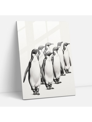 Painted Anarchy Penguen Geçit Töreni Cam Duvar Sanatı - Insan Gibi Giyinmiş Hayvanlar, Modern Sanat, Insan Gibi Giyinmiş Hayvanlar, Duvar Dekorasyonu, 30X45