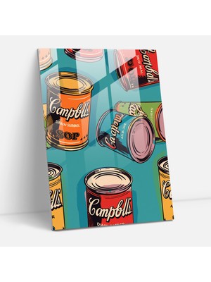 Painted Anarchy Andy Warhol Pop Art Campbell'ın Çorba Kutuları Cam Baskı - Andy Warhol, Cam Duvar Sanatı, Cam Sanatı, Modern Sanat, 30X45