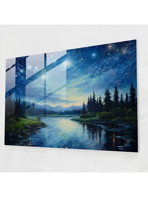 Painted Anarchy Burç Cam Sanatı - Burç, Gece Gökyüzü, Duvar Dekorasyonu, Huzur, 45X30