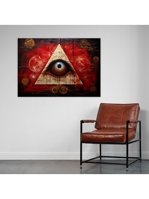 Illuminati Duvar Sanatı - Illuminati, Her Şeyi Gören Göz, Yasak Bilgi, Kadim Bilgelik, 50X30