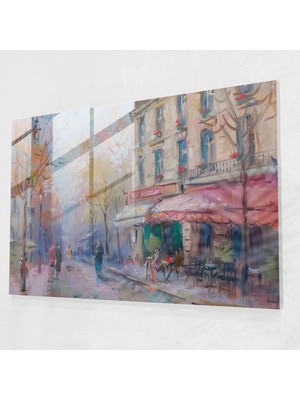 Painted Anarchy Yumuşak Pastel Duvar Dekorasyonunda Empresyonizm Paris Sokak Sahnesi - Empresyonizm, Cam Sanatı, Empresyonizm, Duvar Dekorasyonu, 45X30