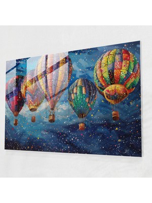 Painted Anarchy Noktacılık Cam Sanatı: Sıcak Hava Balonları - Noktacılık, Duvar Süslemesi, Modern Sanat, Noktacılık, 45X30