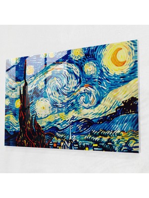 Painted Anarchy Post-Empresyonizm Cam Baskı - Yıldızlı Gece Cam Tablo - Post-Empresyonizm, Duvar Dekorasyonu, Ev Dekorasyonu, Cam Duvar Sanatı, 45X30