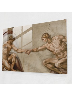 Painted Anarchy Sistine Şapeli Tavan Reprodüksiyonu Michelangelo Ev Dekorasyonu - Michelangelo, Ev Dekorasyonu, Cam Baskı, Cam Duvar Sanatı, 45X30