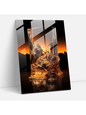 Painted Anarchy Gerçekçi Cam Heykel: Sahilde Gün Batımı Cam Baskı - Gerçekçi Cam Heykel, Cam Baskı, Gün Batımı, Ev Dekorasyonu, 30X45