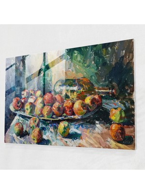 Painted Anarchy Post-Empresyonizm Elmalı Natürmort Cam Duvar Sanatı - Post-Empresyonizm, Cam Baskı, Duvar Dekorasyonu, Modern Sanat, 45X30
