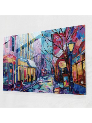 Painted Anarchy Post-Empresyonizm Duvar Dekorasyonu: Canlı Sokak Sahnesi - Post-Empresyonizm, Cam Baskı, Ev Dekorasyonu, Cam Sanatı, 45X30