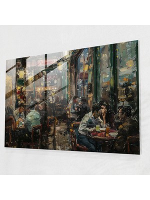 Painted Anarchy Post-Empresyonizm Kafe Sahnesi Cam Baskı - Post-Empresyonizm, Post-Empresyonizm, Cam Baskı, Modern Sanat, 45X30