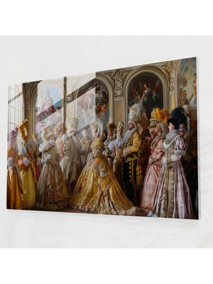 Rokoko Tarzı Resim Modern Sanat - Rokoko Tarzı Resim, Cam Duvar Sanatı, Cam Baskı, Duvar Dekorasyonu, 45X30