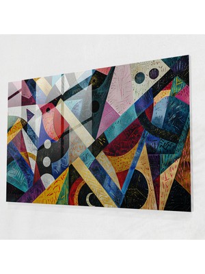 Painted Anarchy Pointilizm Duvar Dekorasyonu - Soyut Geometrik Tasarım - Pointilizm, Cam Duvar Sanatı, Ev Dekorasyonu, Pointilizm, 45X30