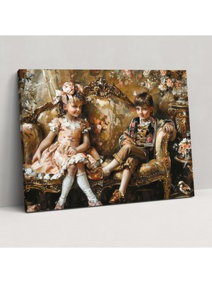 Painted Anarchy Rokoko Tarzı Resim Oynak Çocuk Kanvas Tablo - Rokoko, Kanvas Tablo, Ev Dekorasyonu, Kanvas Tablo, 50X30
