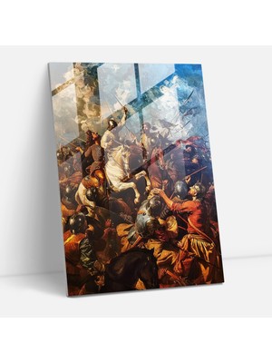 Painted Anarchy Savaş Sahnesi Cam Baskı Duvar Dekorasyonu - Raffaello Sanzio, Raffaello Sanzio, Canlı Renkler, Dram, 30X45