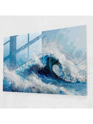 Painted Anarchy Pointilizm Cam Sanatı - Soyut Okyanus Dalgaları - Pointilizm, Cam Duvar Sanatı, Pointilizm, Modern Sanat, 45X30