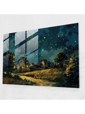 Painted Anarchy Yıldızlı Gece Cam Duvar Sanatı - Post-Empresyonizm, Post-Empresyonizm, Cam Sanatı, Ev Dekorasyonu, 45X30