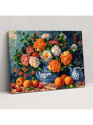 Büyüleyici Natürmort Pointilizm Duvar Sanatı - Pointilizm, Duvar Sanatı, Duvar Dekorasyonu, Kanvas Tablo, 50X30