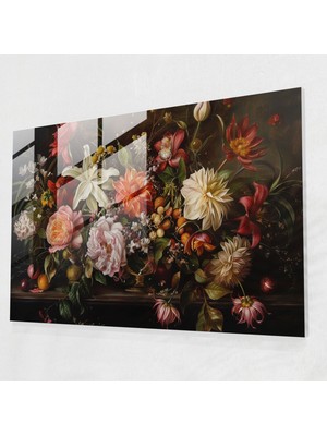 Painted Anarchy Rembrandt Cam Duvar Sanatı Çiçek Aranjmanı - Rembrandt, Rembrandt, Cam Duvar Sanatı, Hafif Aydınlatma, 45X30