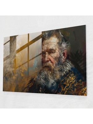 Painted Anarchy Cam Duvar Sanatı Regal Portre Rembrandt - Rembrandt, Rembrandt, Cam Duvar Sanatı, Cam Sanatı, 45X30