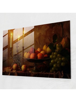 Painted Anarchy Rembrandt Cam Duvar Sanatı - Meyveli Natürmort - Rembrandt, Zarif Dekor, Cam Duvar Sanatı, Duvar Süslemesi, 45X30