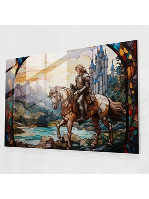 Painted Anarchy Ortaçağ Şövalyesi Cam Baskı - Ortaçağ, Vitray, Cam Duvar Sanatı, Cam Baskı, 45X30