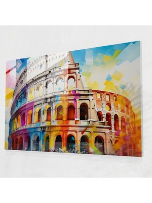 Painted Anarchy Colosseum Enerji Cam Baskı - Geometrik Soyut Sanat - Roma, Cam Baskı, Cam Duvar Sanatı, Ev Dekorasyonu, 45X30