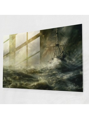 Painted Anarchy Rembrandt Cam Duvar Tablosu - Fırtınalı Denizler - Rembrandt, Rembrandt, Fırtınalı Denizler, Dramatik, 45X30