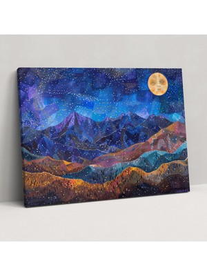 Painted Anarchy Pointillism Gece Gökyüzü Tablosu - Pointillism, Duvar Dekorasyonu, Ev Dekorasyonu, Duvar Sanatı, 50X30