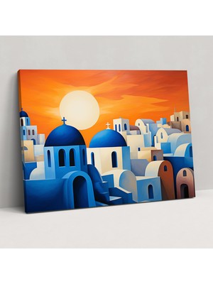 Painted Anarchy Santorini Kanvas Tablo - Minimalist Soyut Duvar Tablosu - Santorini, Gün Batımı, Soyut Resim, Ev Dekorasyonu, 50X30