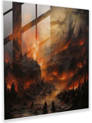 Painted Anarchy Orta Dünya Cam Baskı - Ateşli Savaş - Orta Dünya, Cam Duvar Sanatı, Ekspresyonist Resim, Cam Baskı, 30X30