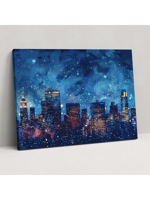 Painted Anarchy Pointillism Şehir Manzarası Kanvas Tablo - Pointillism, Kanvas Tablo, Ev Dekorasyonu, 50X30 Tablo