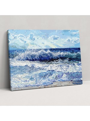 Painted Anarchy Plaj Dalgaları Pointilizm Kanvas Tablo - Pointilizm, Duvar Dekorasyonu, Kanvas Tablo, Pointilizm, 50X30