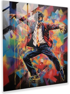 Painted Anarchy Michael Jackson Graffiti Cam Baskı - Micheal Jackson, Modern Sanat, Cam Sanatı, Ev Dekorasyonu, 30X30
