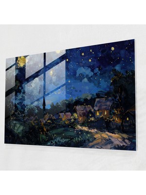 Painted Anarchy Post-Empresyonizm Yıldızlı Gece Cam Duvar Sanatı - Post-Empresyonizm, Cam Sanatı, Modern Sanat, Cam Duvar Sanatı, 45X30