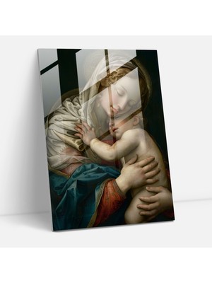 Painted Anarchy Madonna ve Çocuk Cam Tablo - Raffaello Sanzio, Duvar Süslemesi, Cam Duvar Sanatı, Cam Baskı, 30X45