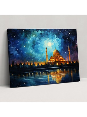 Painted Anarchy Yıldızlı Gece Cami Duvar Tablosu - Cami, Merak, Akrilik Tablo, Cami, 50X30