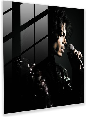 Micheal Jackson Dramatik Portre Cam Baskı - Micheal Jackson, Duvar Dekorasyonu, Micheal Jackson, Dramatik Aydınlatma, 30X30