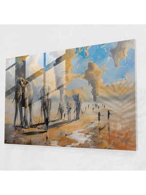 Painted Anarchy Gerçeküstü Fil Manzarası Cam Duvar Tablosu - Salvador Dali, Cam Duvar Sanatı, Ev Dekorasyonu, Cam Baskı, 45X30