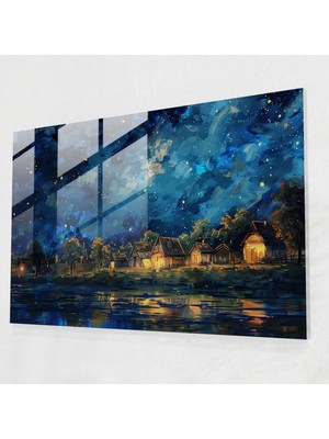 Painted Anarchy Yıldızlı Gece Cam Duvar Sanatı - Post-Empresyonizm, Duvar Dekorasyonu, Post-Empresyonizm, Modern Sanat, 45X30