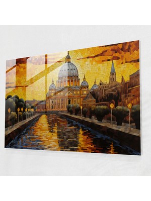 Painted Anarchy Vatikan Cam Baskı - Gün Batımı Mozaik Aziz Petrus Bazilikası Cam Duvar Sanatı - Vatikan, Modern Sanat, Gün Batımı, Ev Dekorasyonu, 45X30